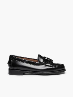 G.H.BASS Easy Weejuns Esther Kiltie Tassel Loafers Black Hot
