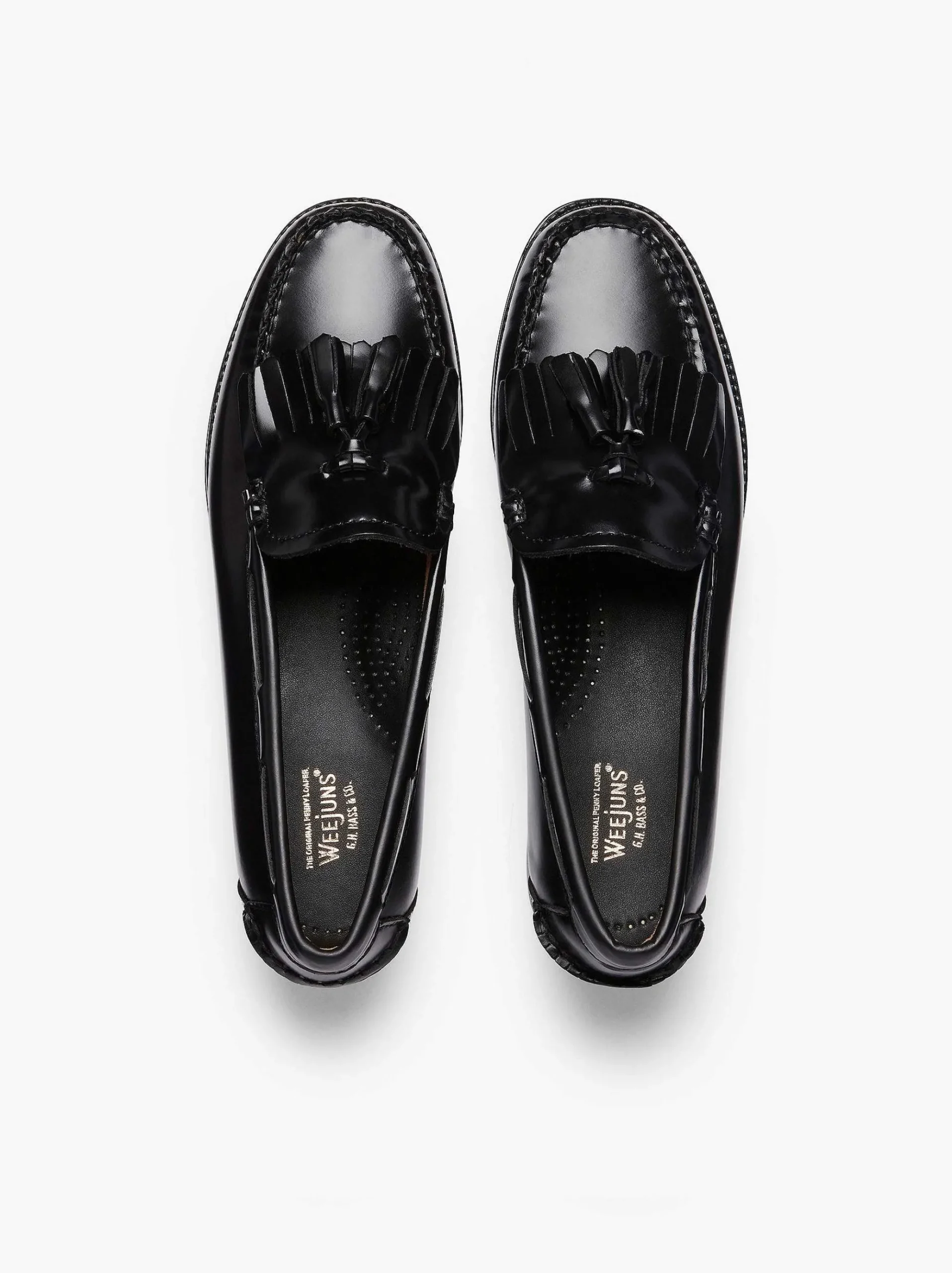 G.H.BASS Easy Weejuns Esther Kiltie Tassel Loafers Black Hot