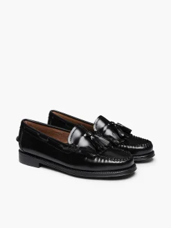 G.H.BASS Easy Weejuns Esther Kiltie Tassel Loafers Black Hot