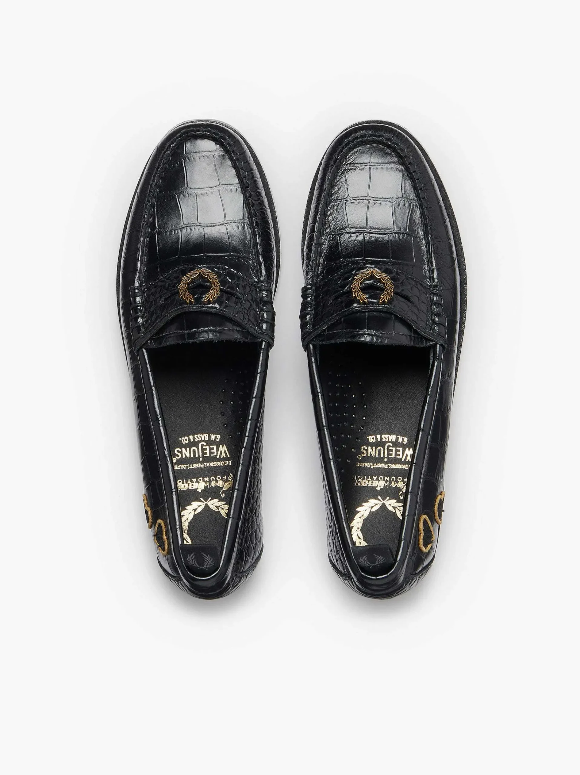 G.H.BASS Fred Perry X Amy Winehouse Weejuns Penny Black Hot