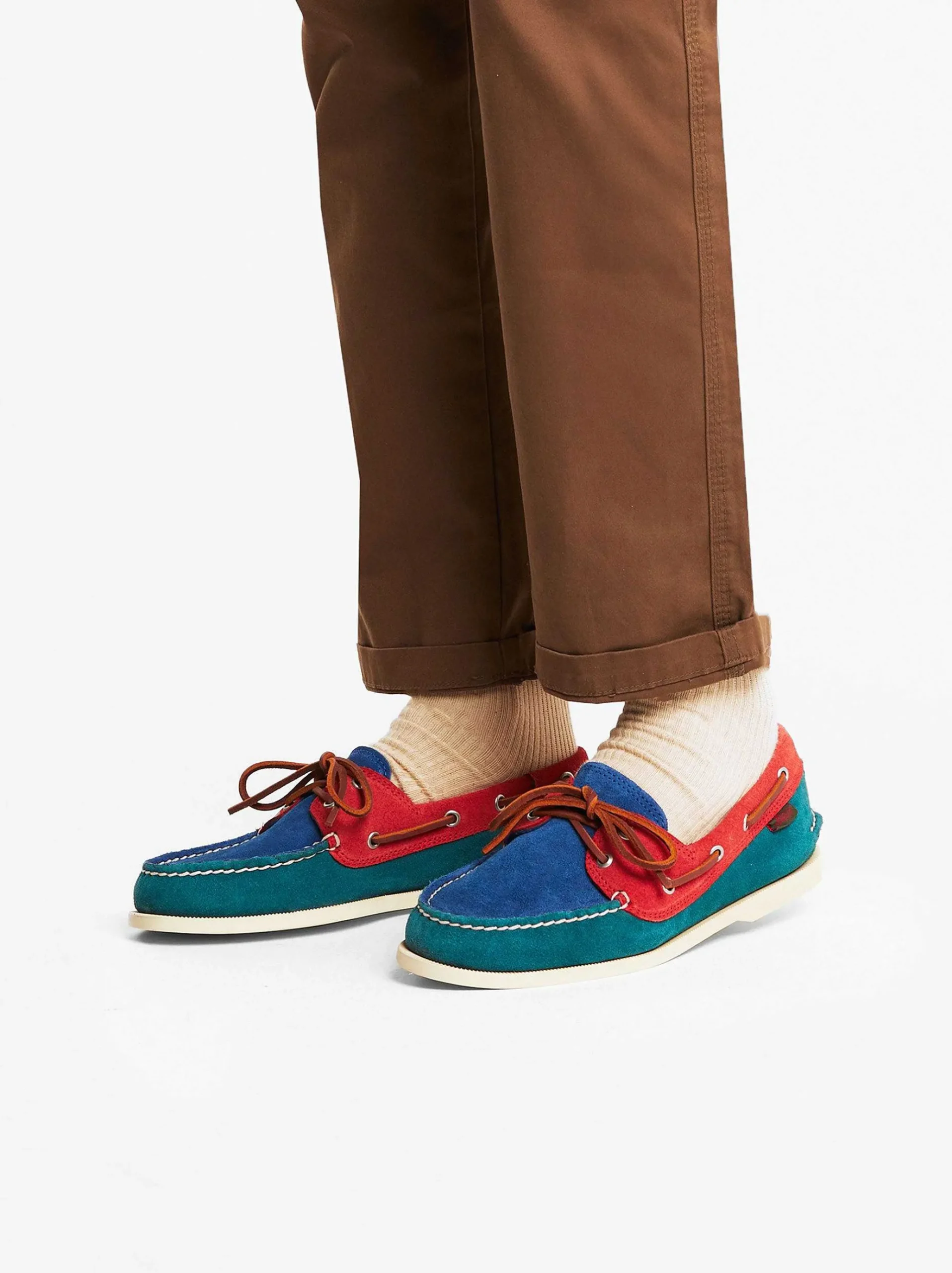 G.H.BASS Jetty Iii 2 Eye Boat Shoes Red & Blue & Green Clearance