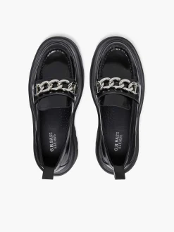 G.H.BASS Platform Lug Chain Loafers Black New