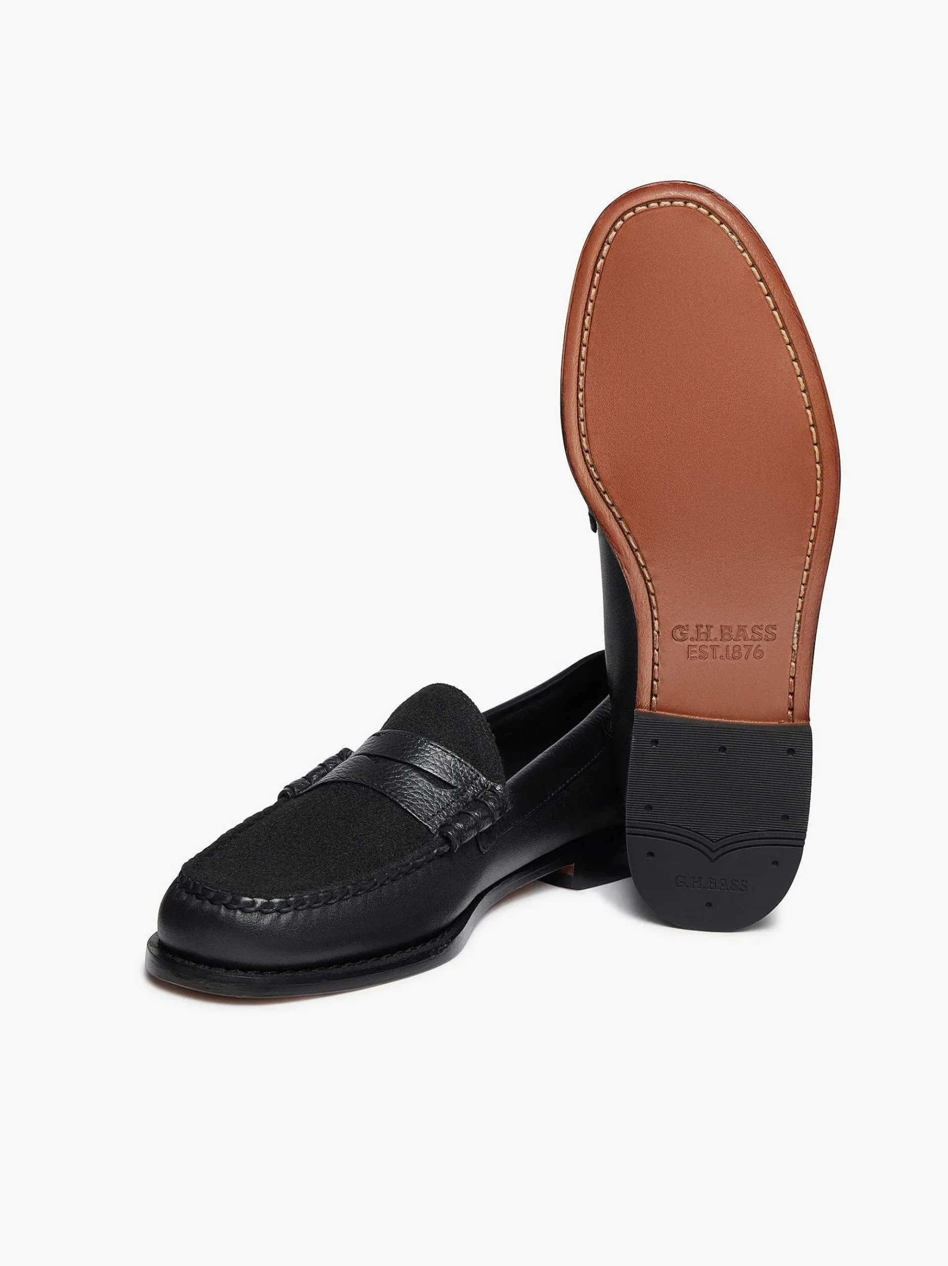 G.H.BASS Weejuns Larson Letterman Penny Loafers Black Flash Sale