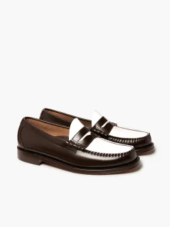 G.H.BASS Weejuns Larson Penny Loafers Dark Brown & White Cheap