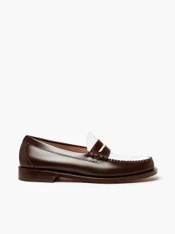 G.H.BASS Weejuns Larson Penny Loafers Dark Brown & White Cheap