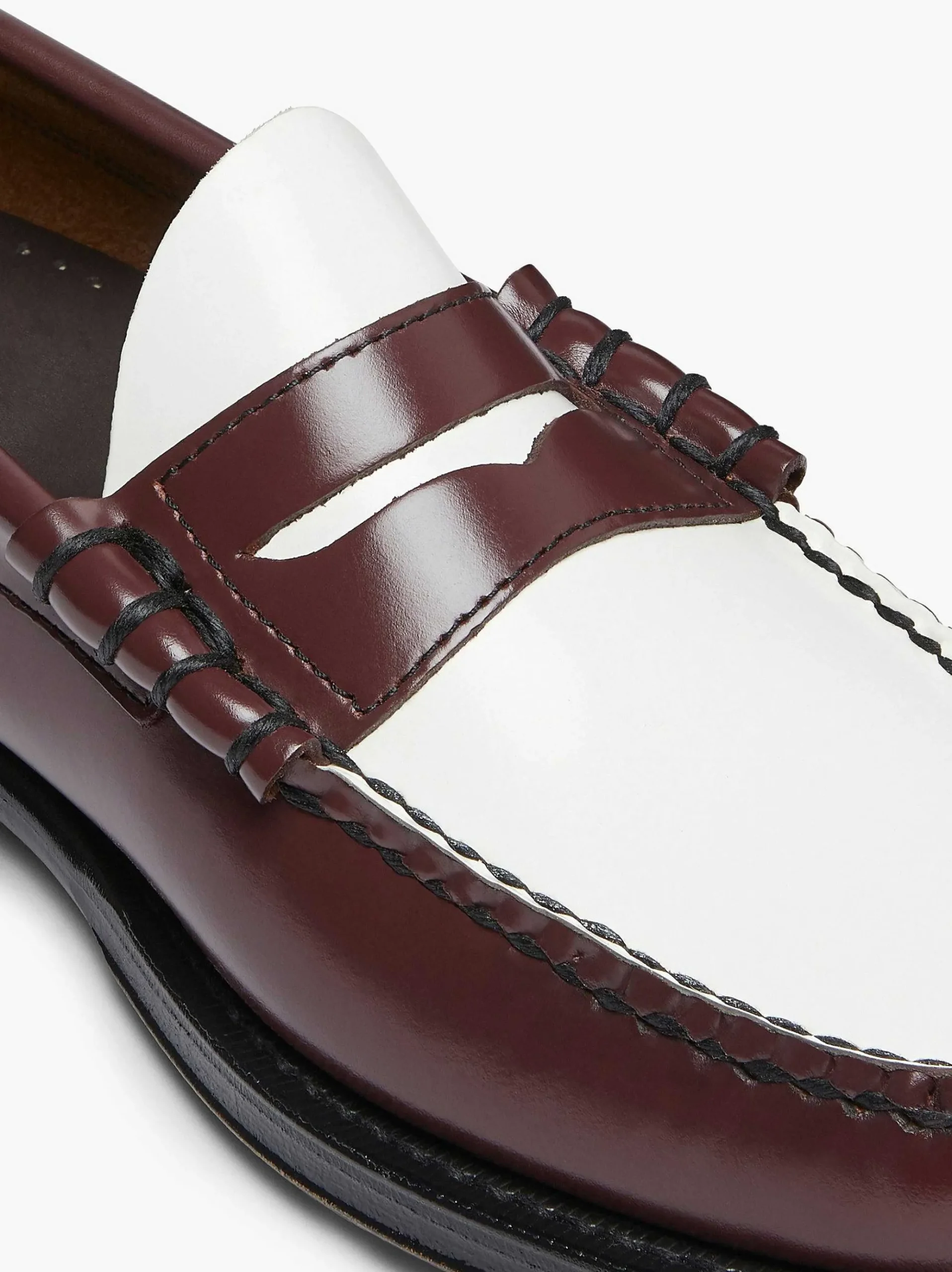 G.H.BASS Weejuns Larson Penny Loafers Wine & White Discount