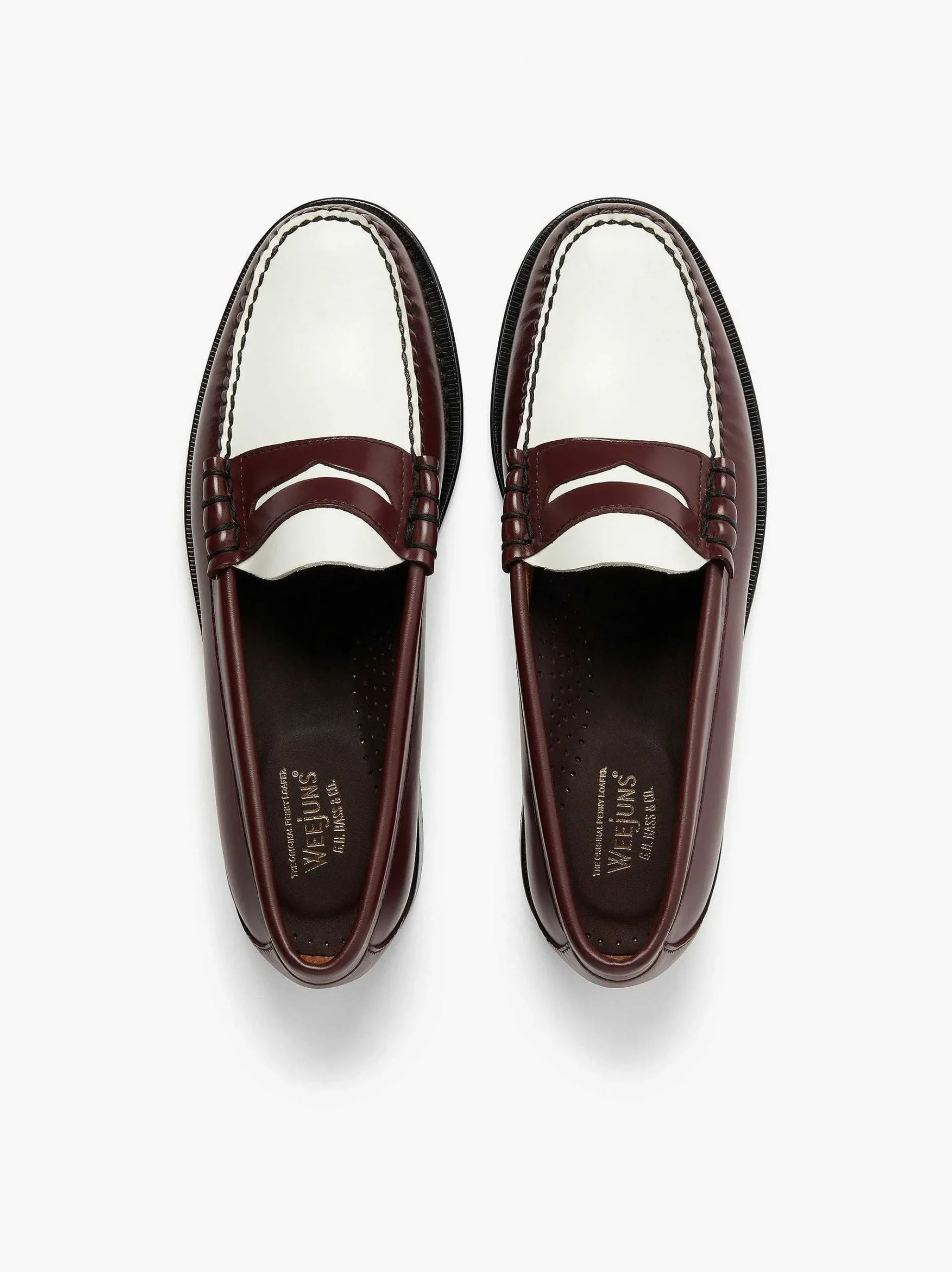 G.H.BASS Weejuns Larson Penny Loafers Wine & White Discount