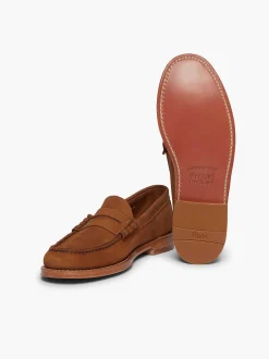 G.H.BASS Weejuns Larson Penny Loafers Tan Nubuck Sale
