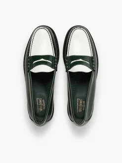 G.H.BASS Weejuns Larson Penny Loafers Green & White New