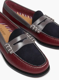 G.H.BASS Weejuns Larson Tricolour Penny Loafers Navy Wine Grey Shop