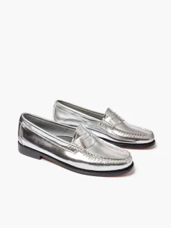 G.H.BASS Weejuns Penny Loafers Silver Store