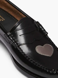 G.H.BASS Weejuns Penny Love Loafers Silver & Black Cheap