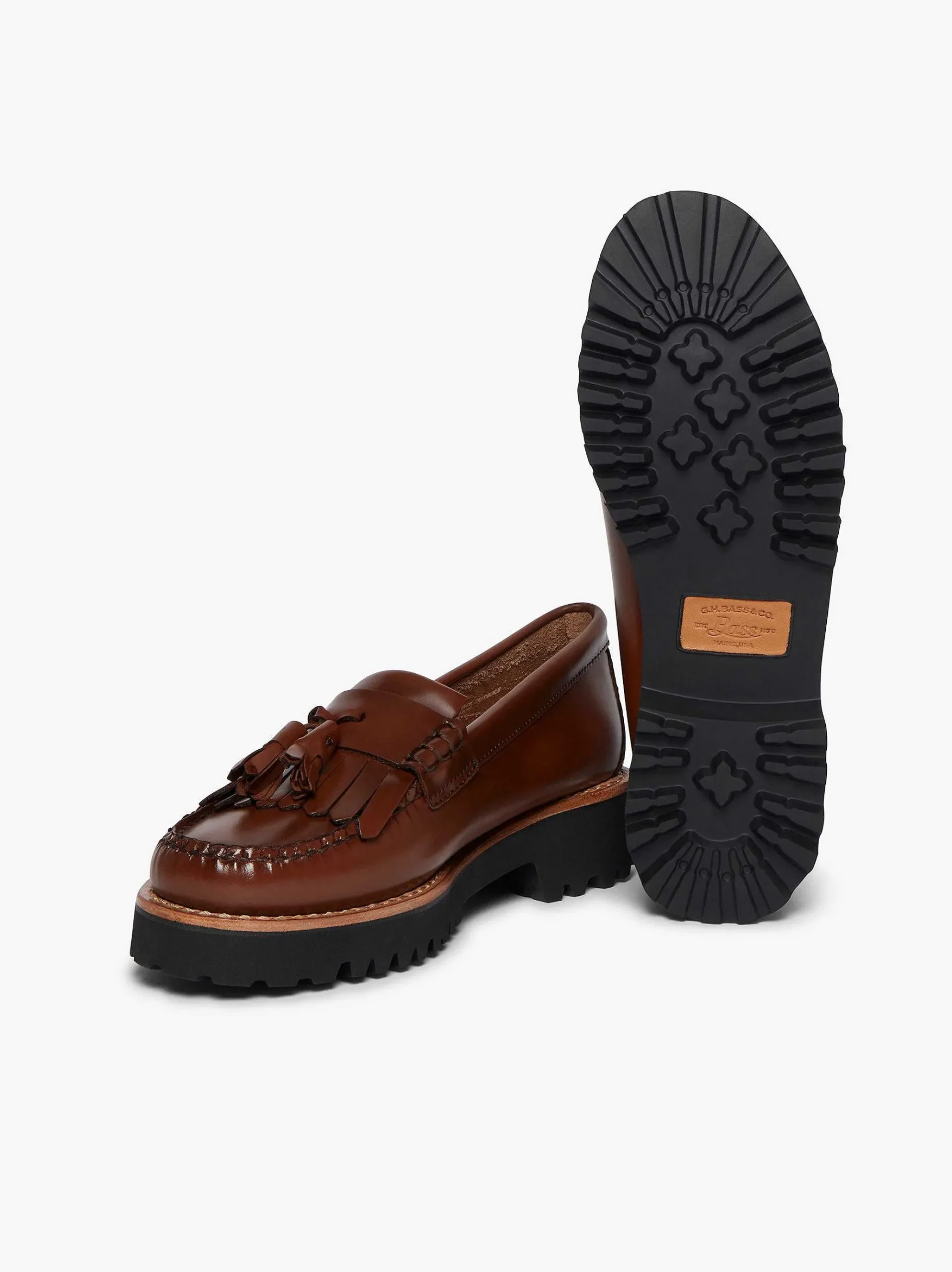 G.H.BASS Weejuns 90S Esther Kiltie Tassel Loafers Cognac Cheap