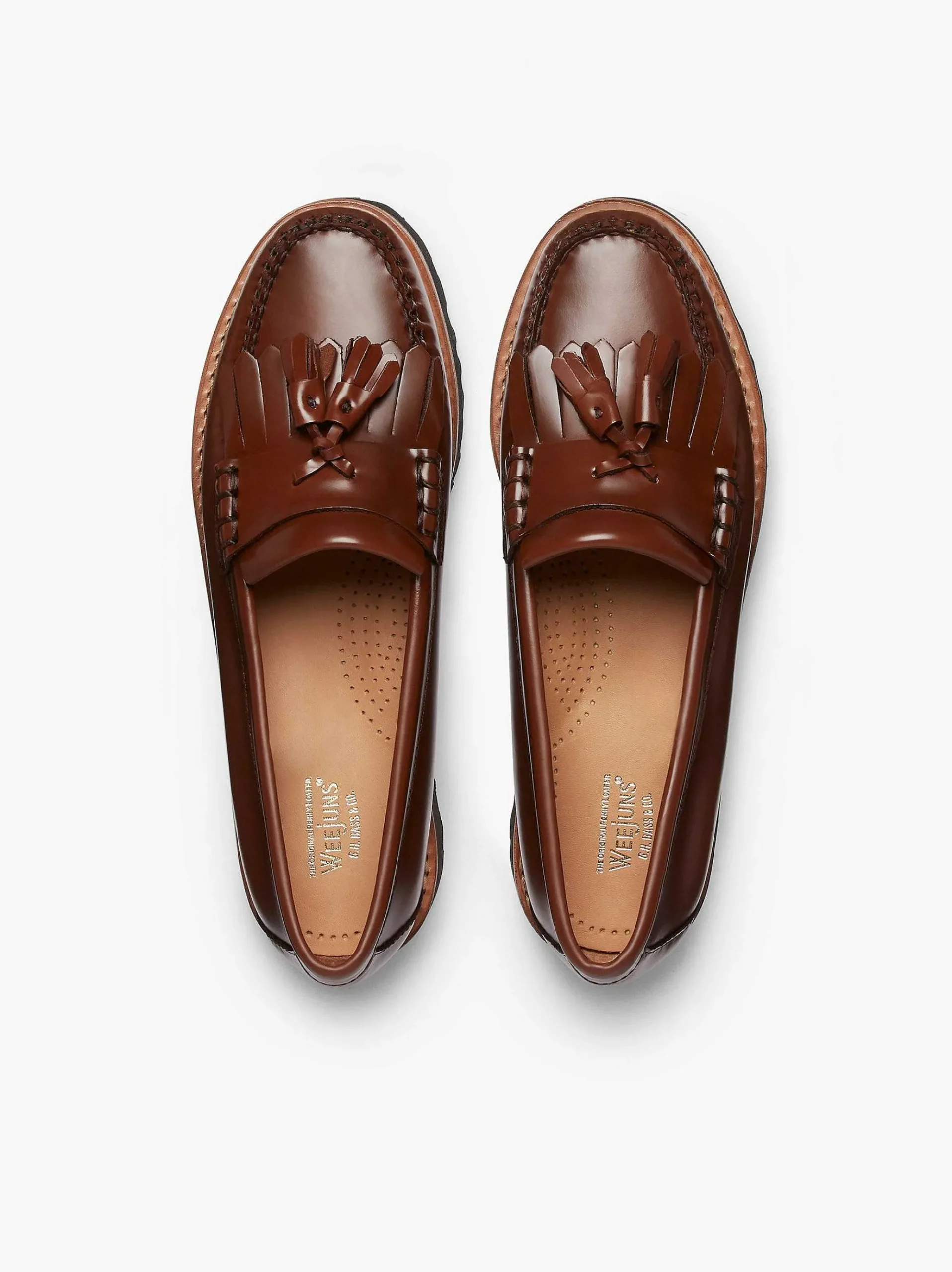 G.H.BASS Weejuns 90S Esther Kiltie Tassel Loafers Cognac Cheap