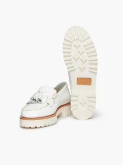 G.H.BASS Weejuns 90S Esther Kiltie Tassel Loafers White Fashion