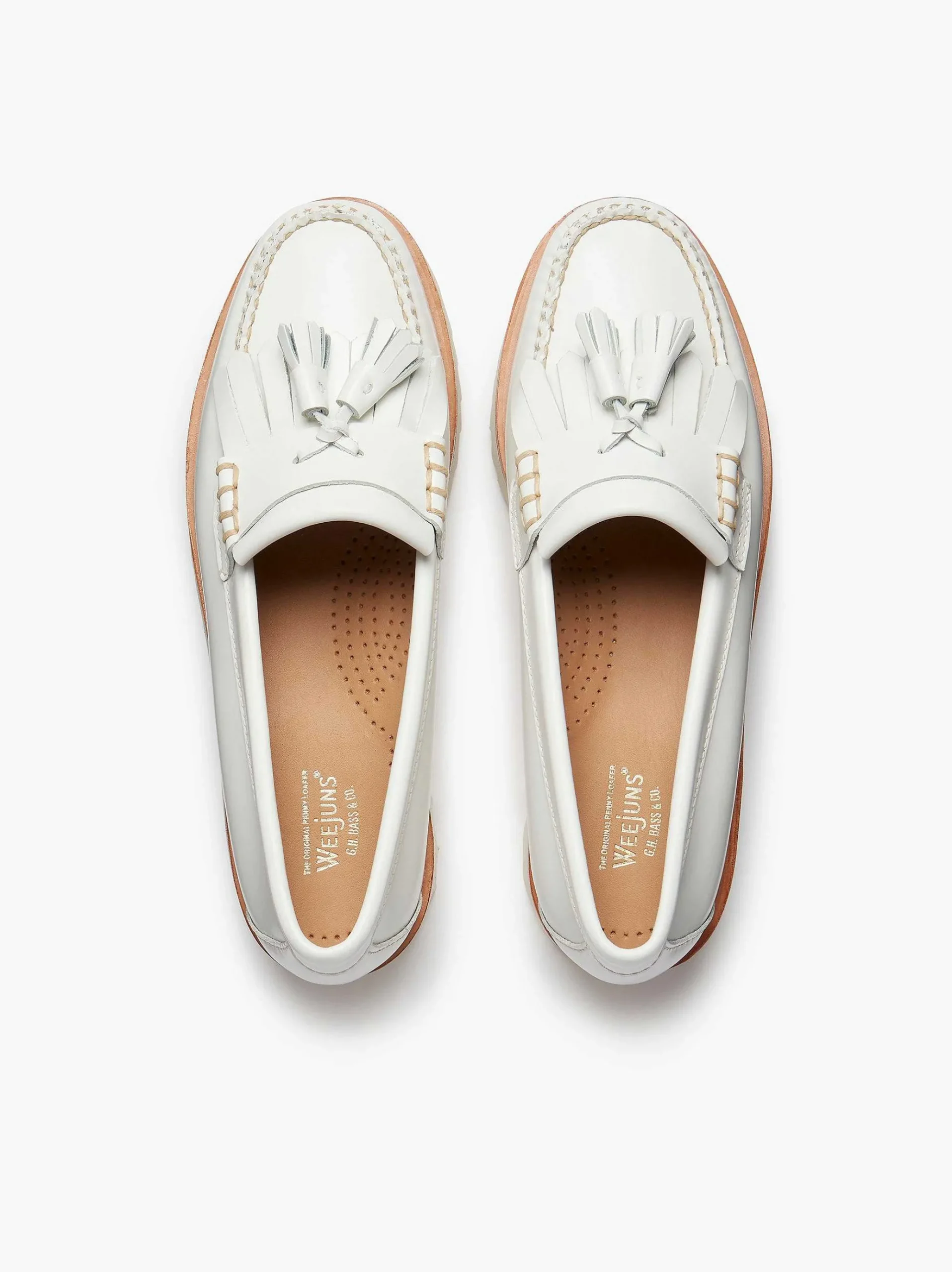 G.H.BASS Weejuns 90S Esther Kiltie Tassel Loafers White Fashion