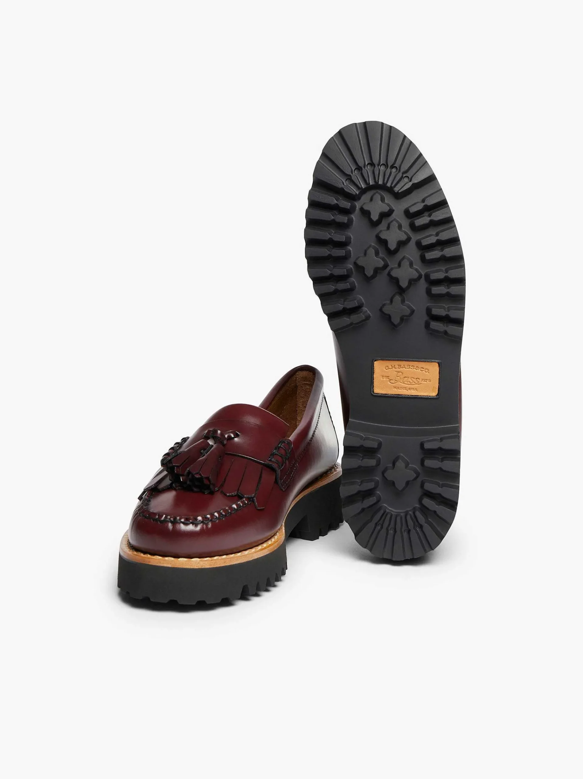 G.H.BASS Weejuns 90S Esther Kiltie Tassel Loafers Wine Hot