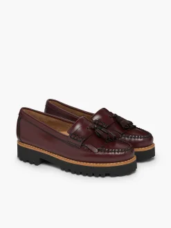 G.H.BASS Weejuns 90S Esther Kiltie Tassel Loafers Wine Hot