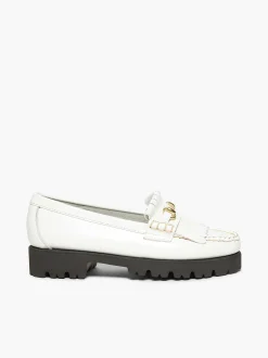 G.H.BASS Weejuns 90S Lianna Horsebit Kiltie Loafers White Cheap