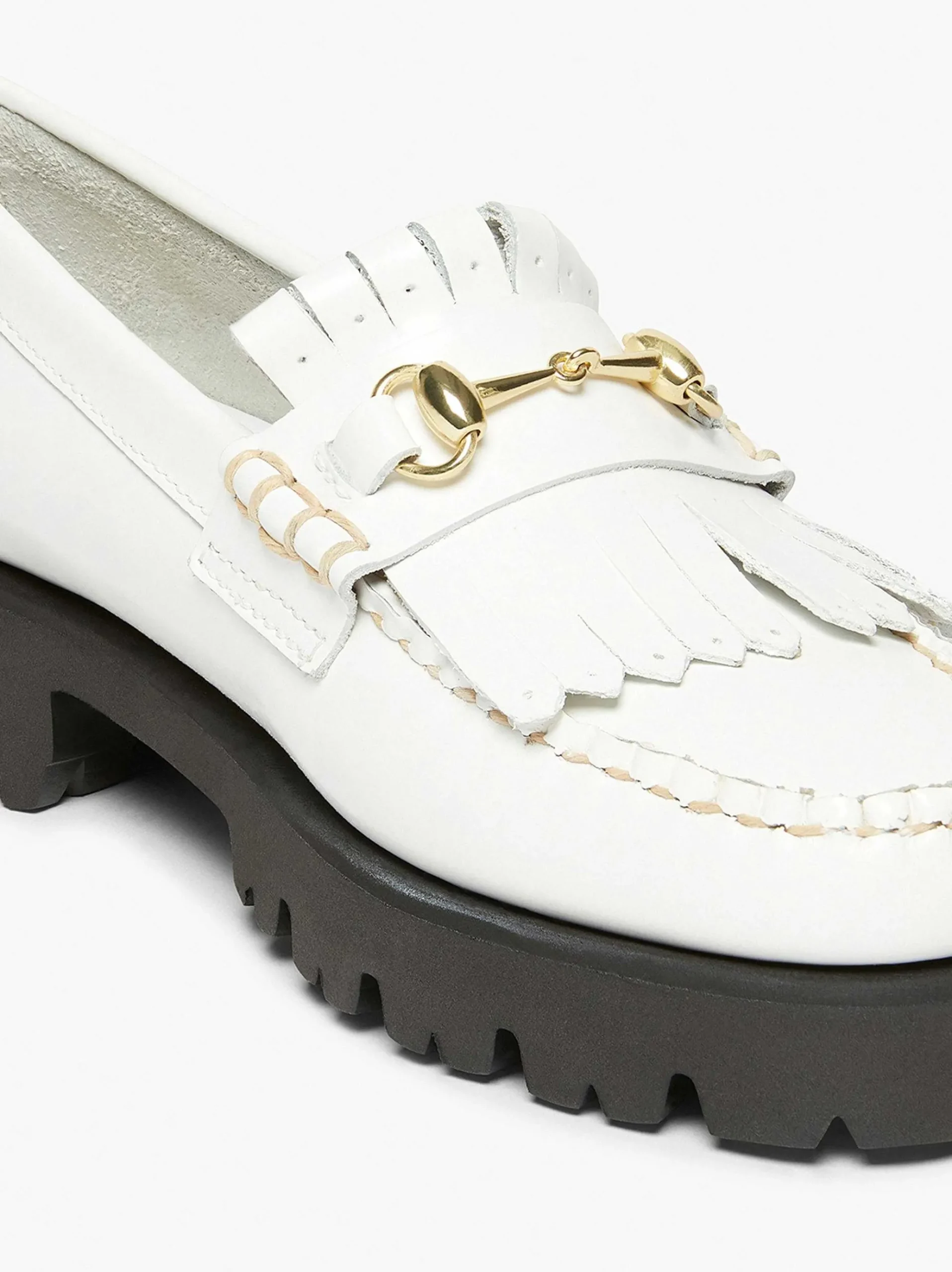 G.H.BASS Weejuns 90S Lianna Horsebit Kiltie Loafers White Cheap