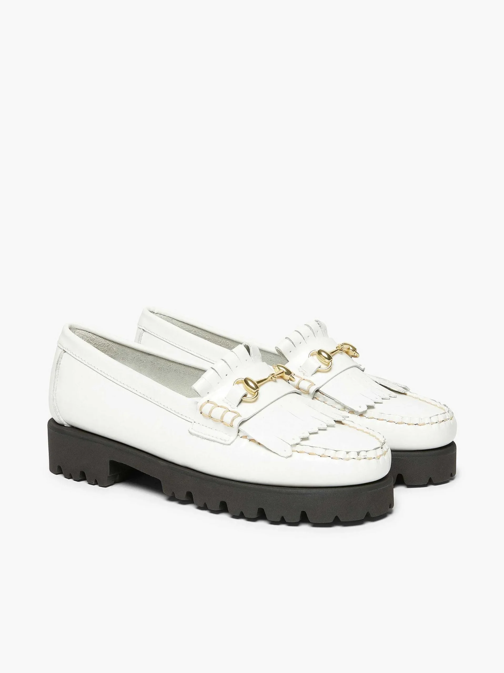 G.H.BASS Weejuns 90S Lianna Horsebit Kiltie Loafers White Cheap