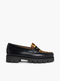 G.H.BASS Weejuns 90S Penny Loafers Leopard Print & Black Cheap