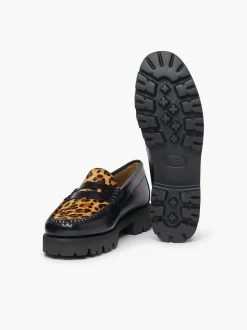 G.H.BASS Weejuns 90S Penny Loafers Leopard Print & Black Cheap