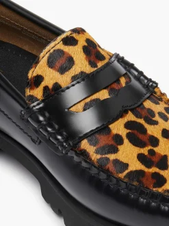 G.H.BASS Weejuns 90S Penny Loafers Leopard Print & Black Cheap