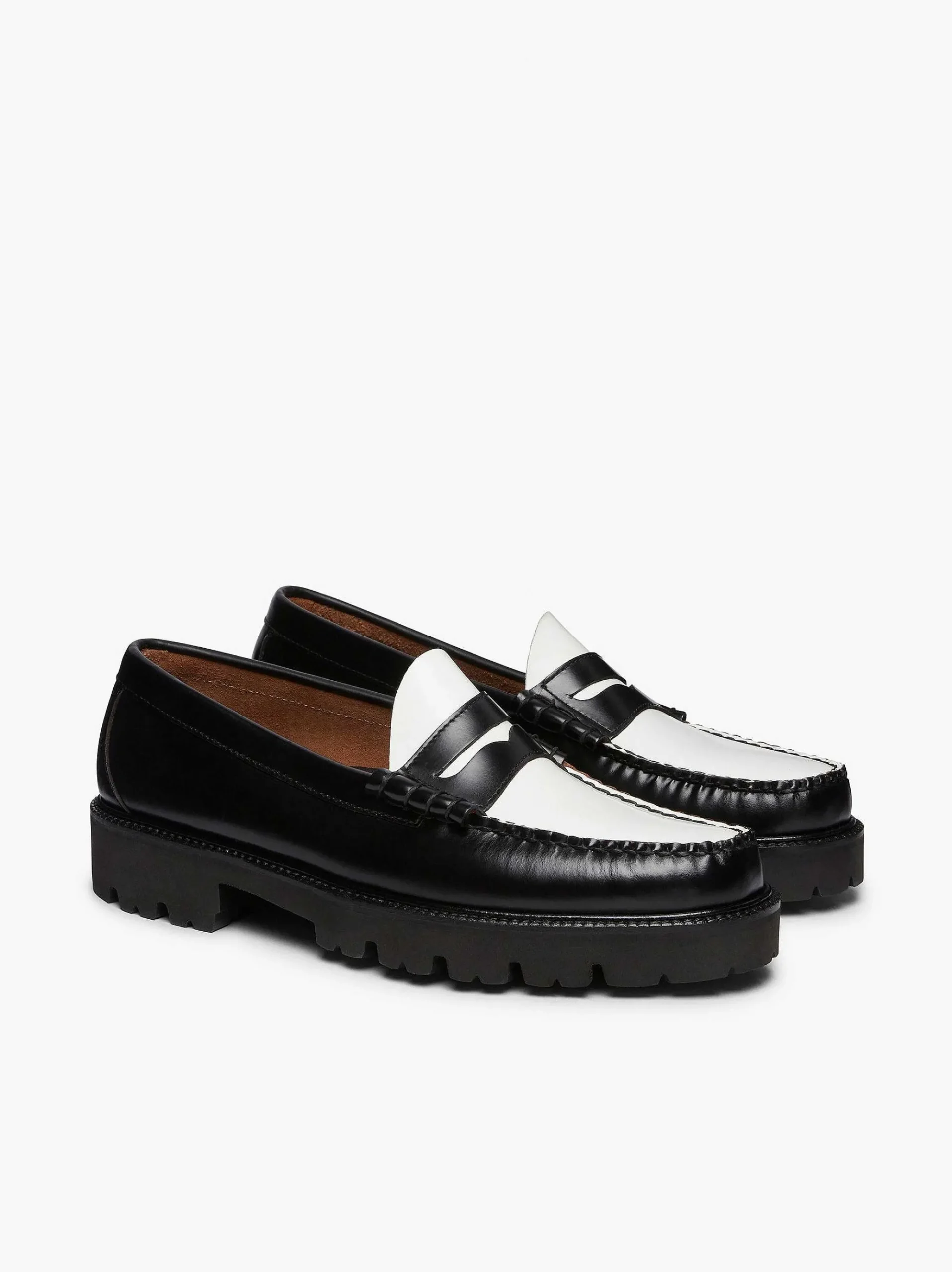 G.H.BASS Weejuns Super Lug Larson Penny Loafers Black & White Hot