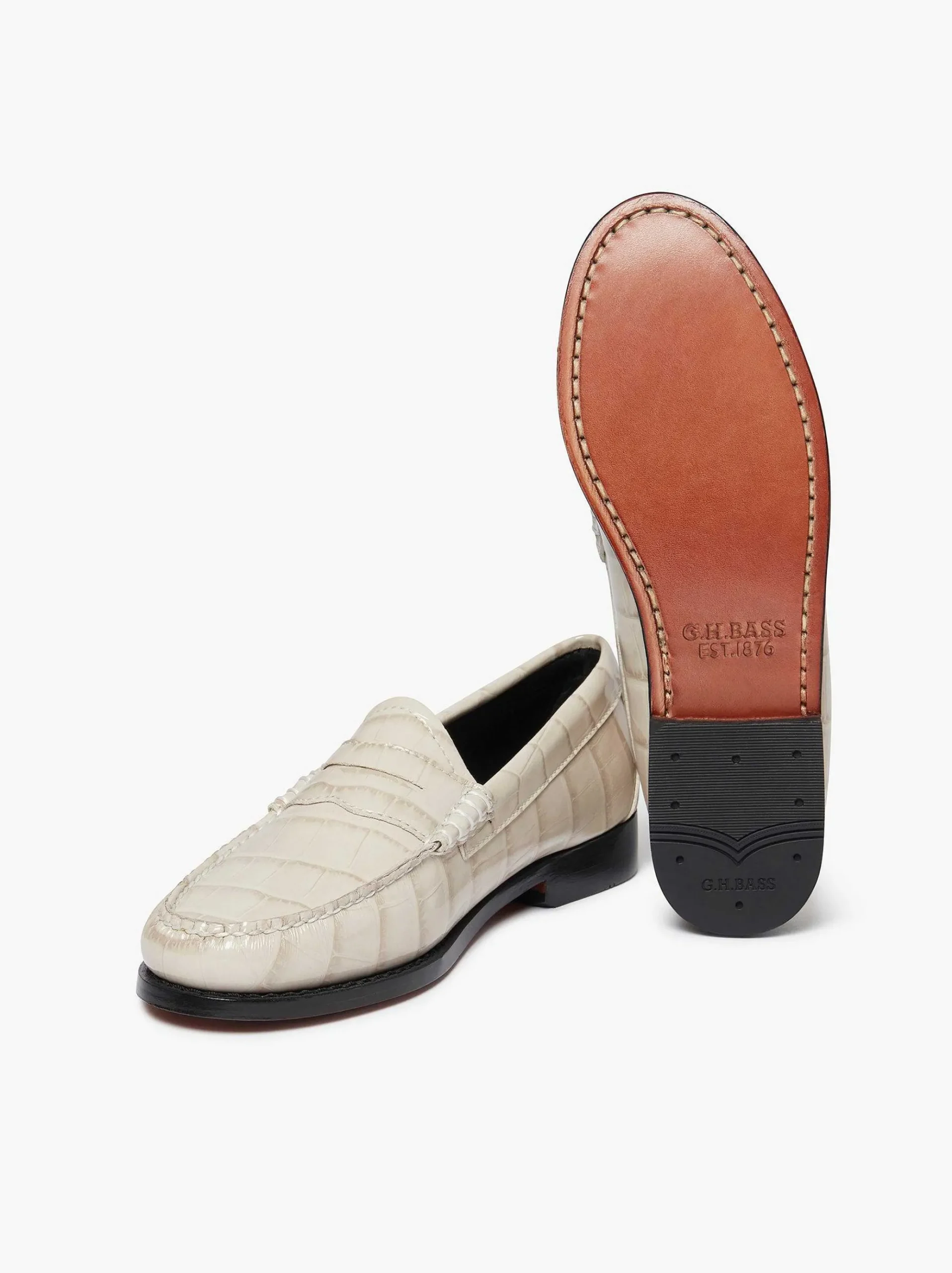 G.H.BASS Weejuns Whitney Penny Loafers White Croc Discount
